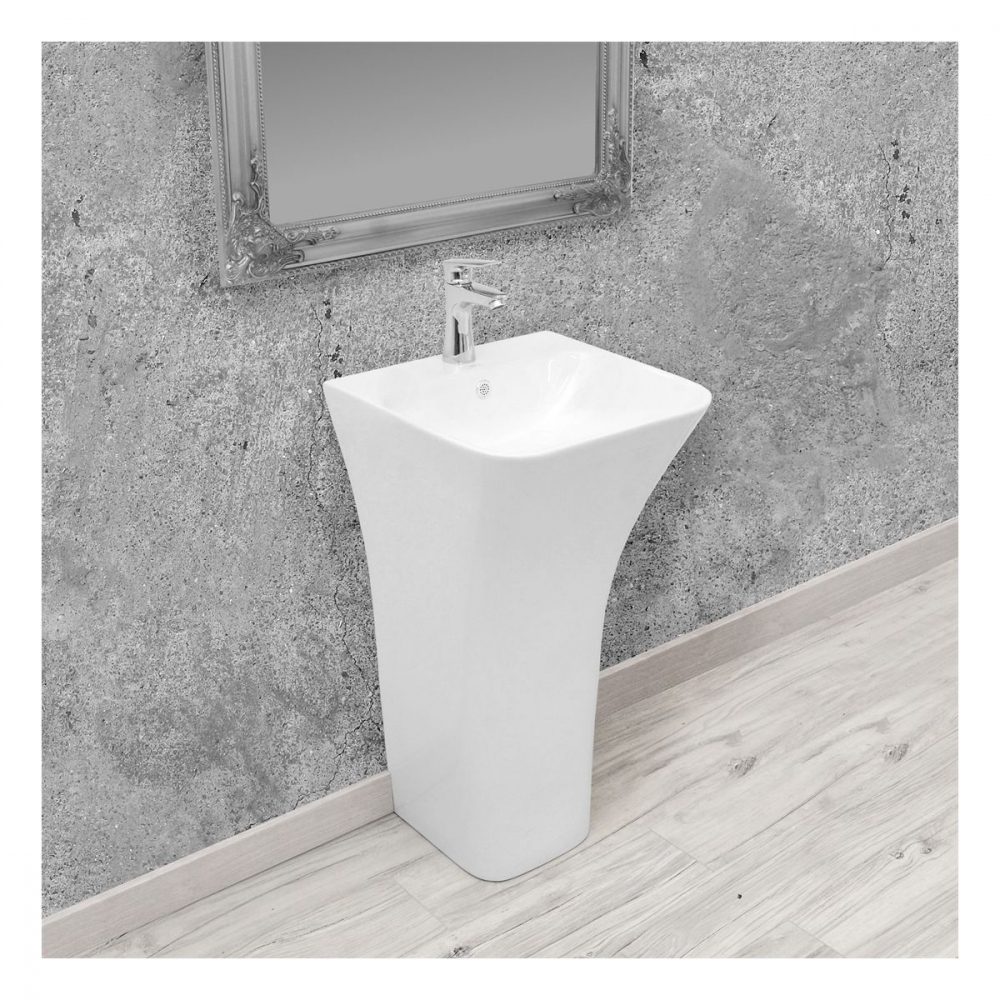 Rea Ada SLim lavoar 45.6x44.5 cm dreptunghiular stativ alb REA-U9902 [4]