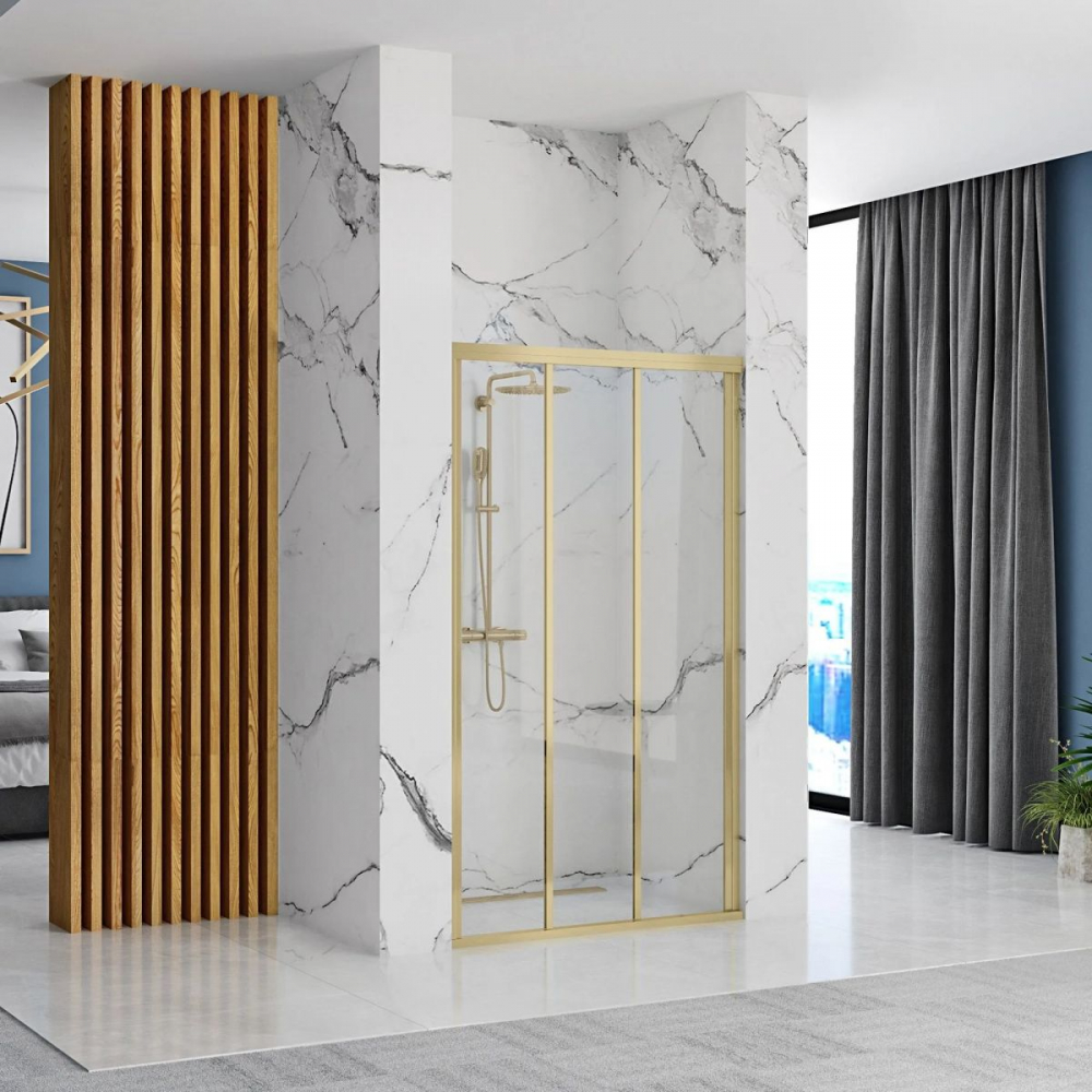 Rea Alex uși de duș 90 cm culisantă auriu periat/sticlă transparentă REA-K2506 [1]