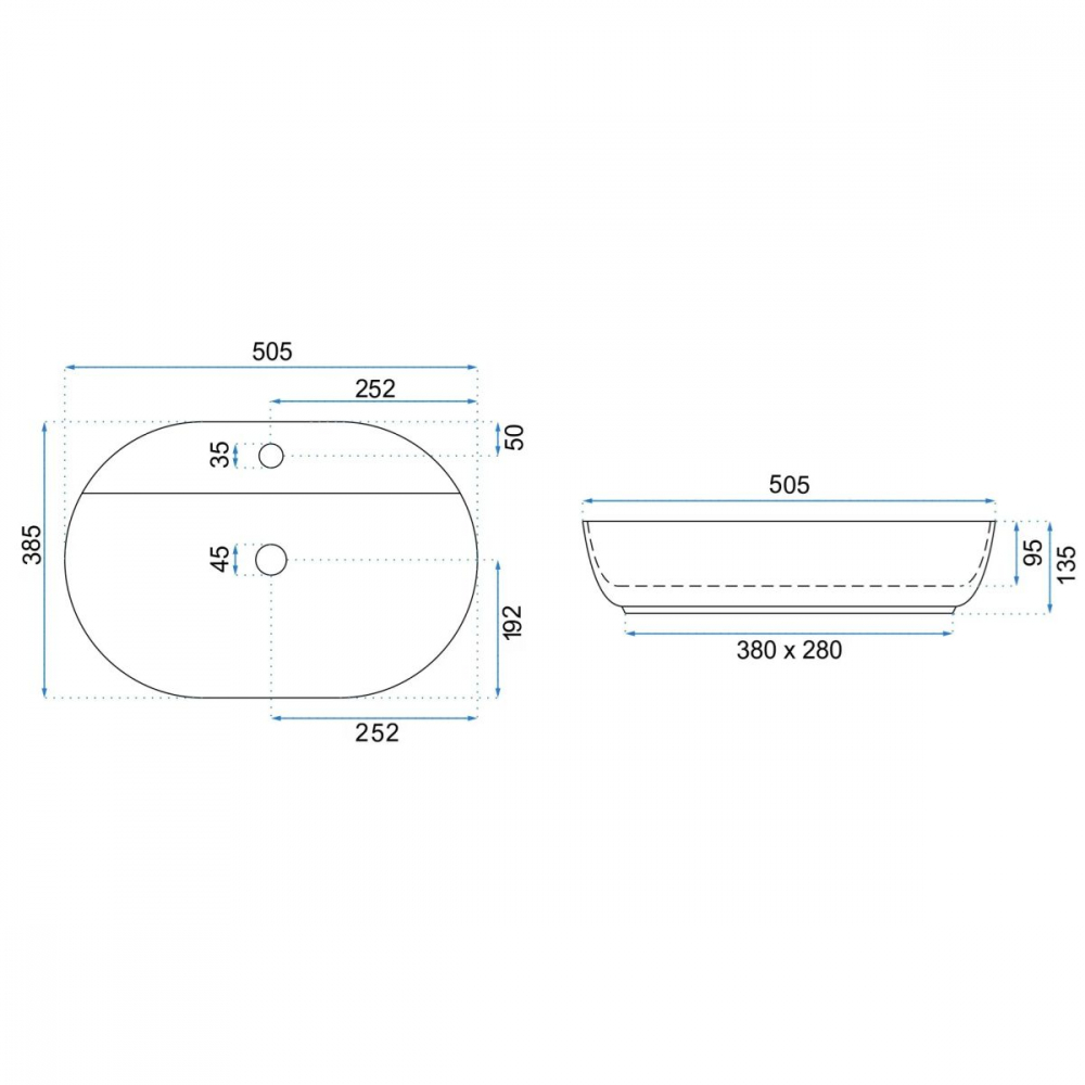 Rea Aura lavoar 50.5x38.5 cm ovale de blat alb REA-U4620 [2]