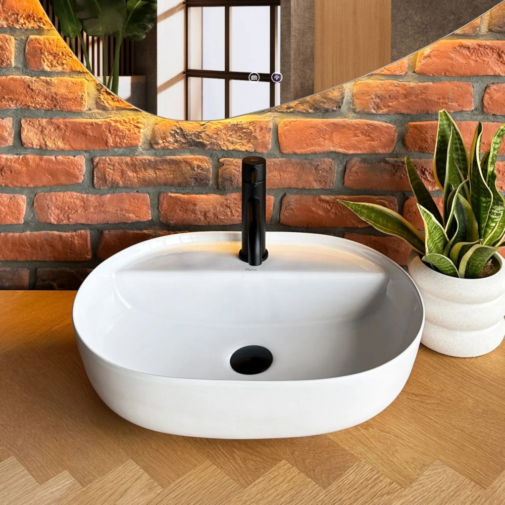 Rea Aura lavoar 50.5x38.5 cm ovale de blat alb REA-U4620 [7]