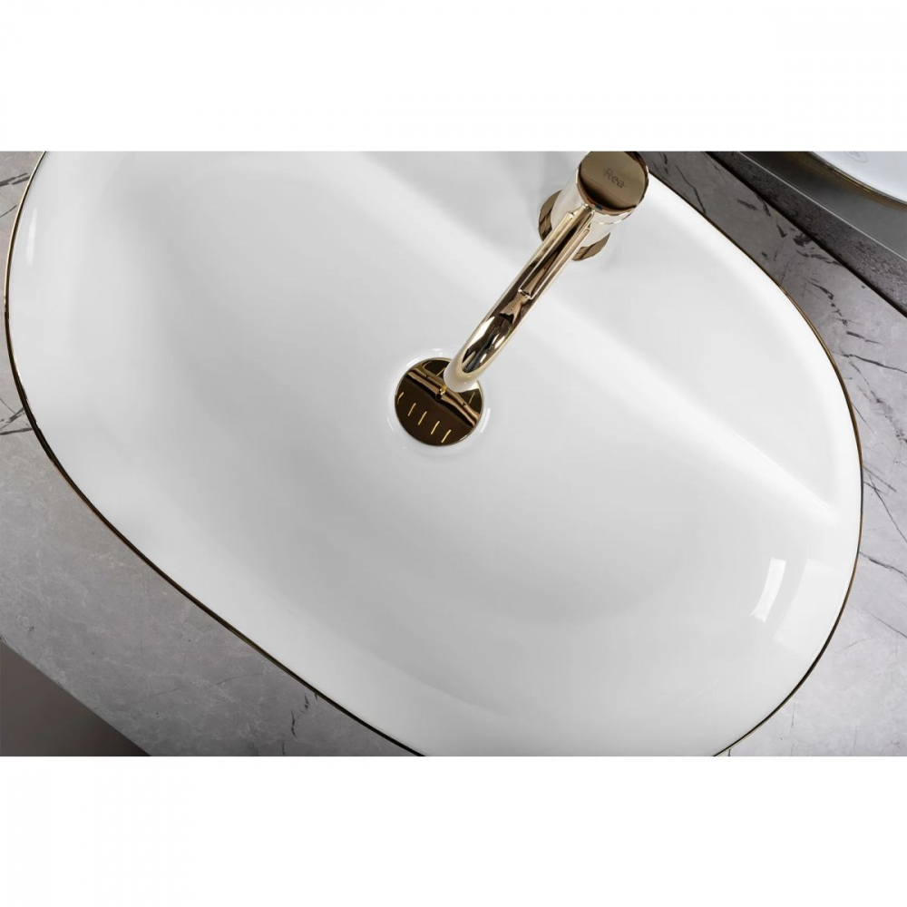 Rea Aura lavoar 60.5x40.5 cm ovale de blat alb-auriu REA-U6900 [6]