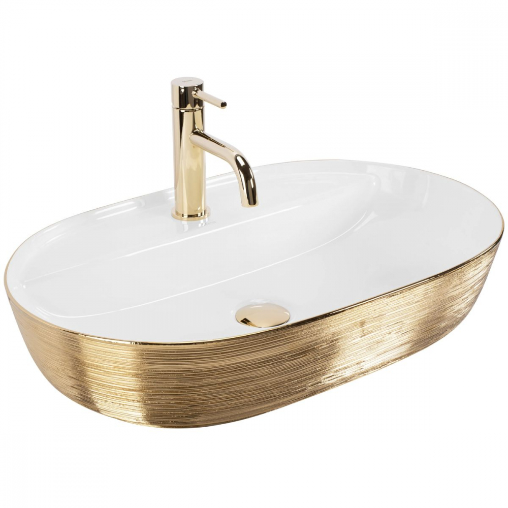 Rea Aura lavoar 60.5x40.5 cm ovale de blat alb-auriu REA-U6900 [1]