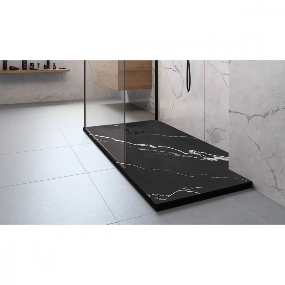 Rea Bazalt Carrara Black cădiță de duș dreptunghiulară x100 cm negru REA-K7007 [6]