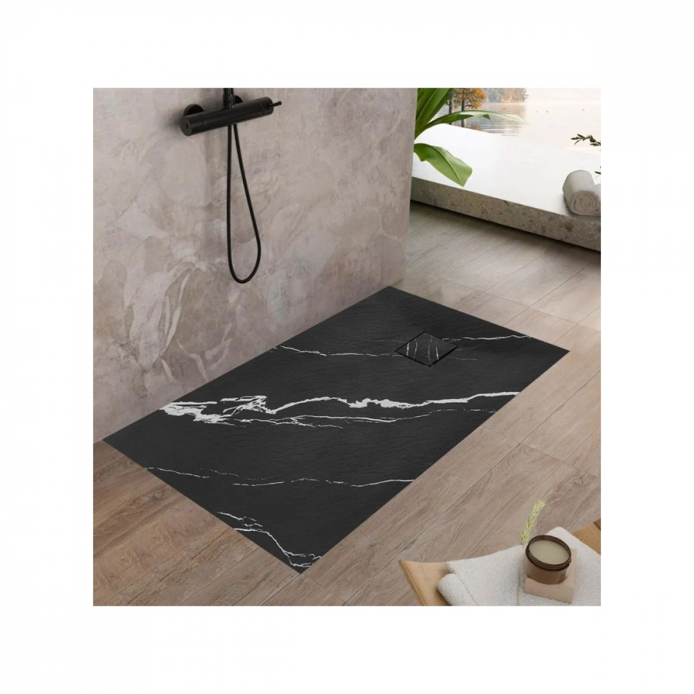 Rea Bazalt Carrara Black cădiță de duș dreptunghiulară x120 cm negru REA-K7009 [4]