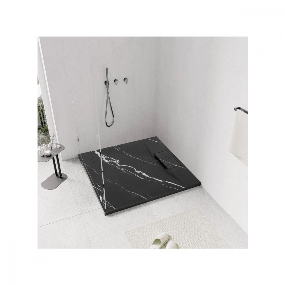 Rea Bazalt Carrara Black cădiță de duș pătrată x90 cm negru REA-K7003 [5]