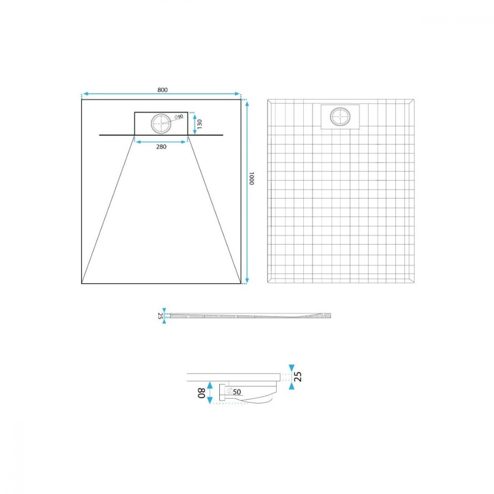 Rea Bazalt Carrara White cădiță de duș dreptunghiulară x100 cm alb-bej REA-K7000 [2]