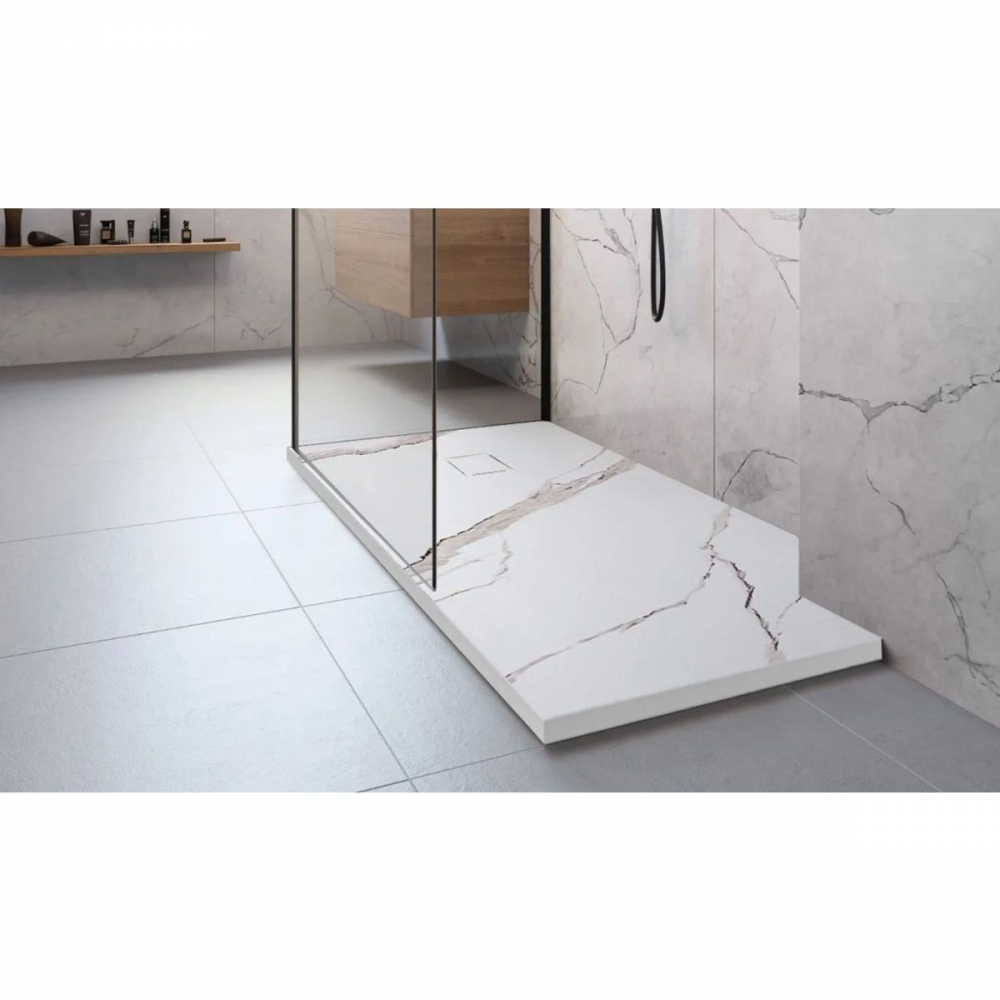 Rea Bazalt Carrara White cădiță de duș dreptunghiulară x100 cm alb-bej REA-K7000 [5]