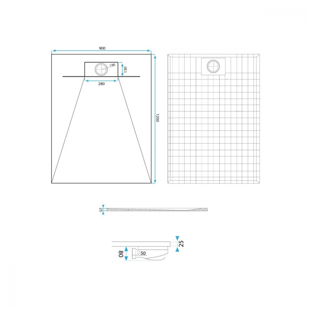 Rea Bazalt Carrara White cădiță de duș dreptunghiulară x120 cm alb-bej REA-K7001 [2]