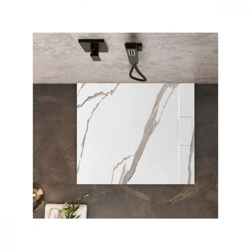 Rea Bazalt Carrara White cădiță de duș pătrată x90 cm alb-bej REA-K7002 [4]