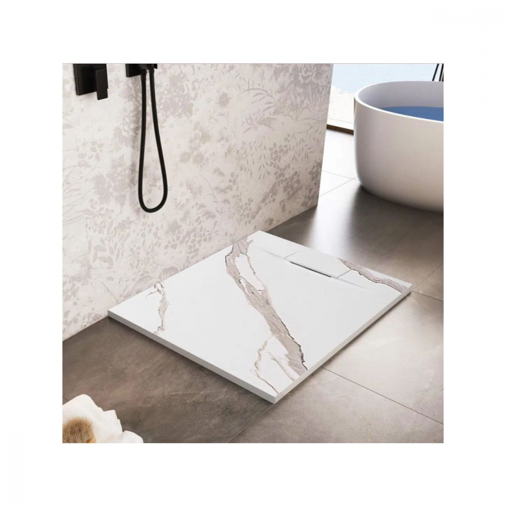 Rea Bazalt Carrara White cădiță de duș pătrată x90 cm alb-bej REA-K7002 [3]