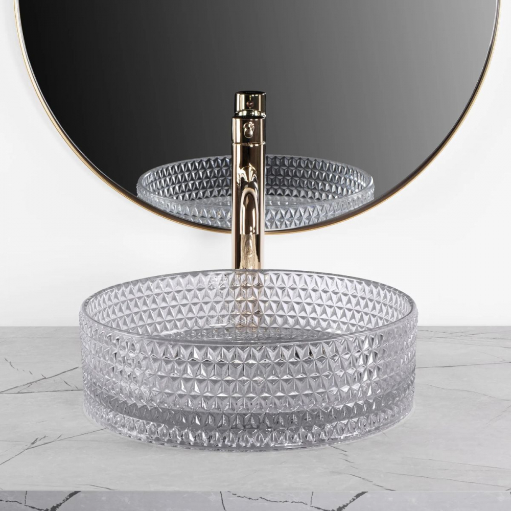 Rea Cristal lavoar 35.5x35.5 cm rotund de blat gri/piatră REA-U9615 [3]