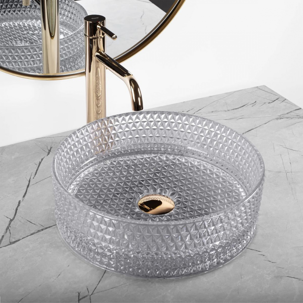 Rea Cristal lavoar 35.5x35.5 cm rotund de blat gri/piatră REA-U9615 [4]