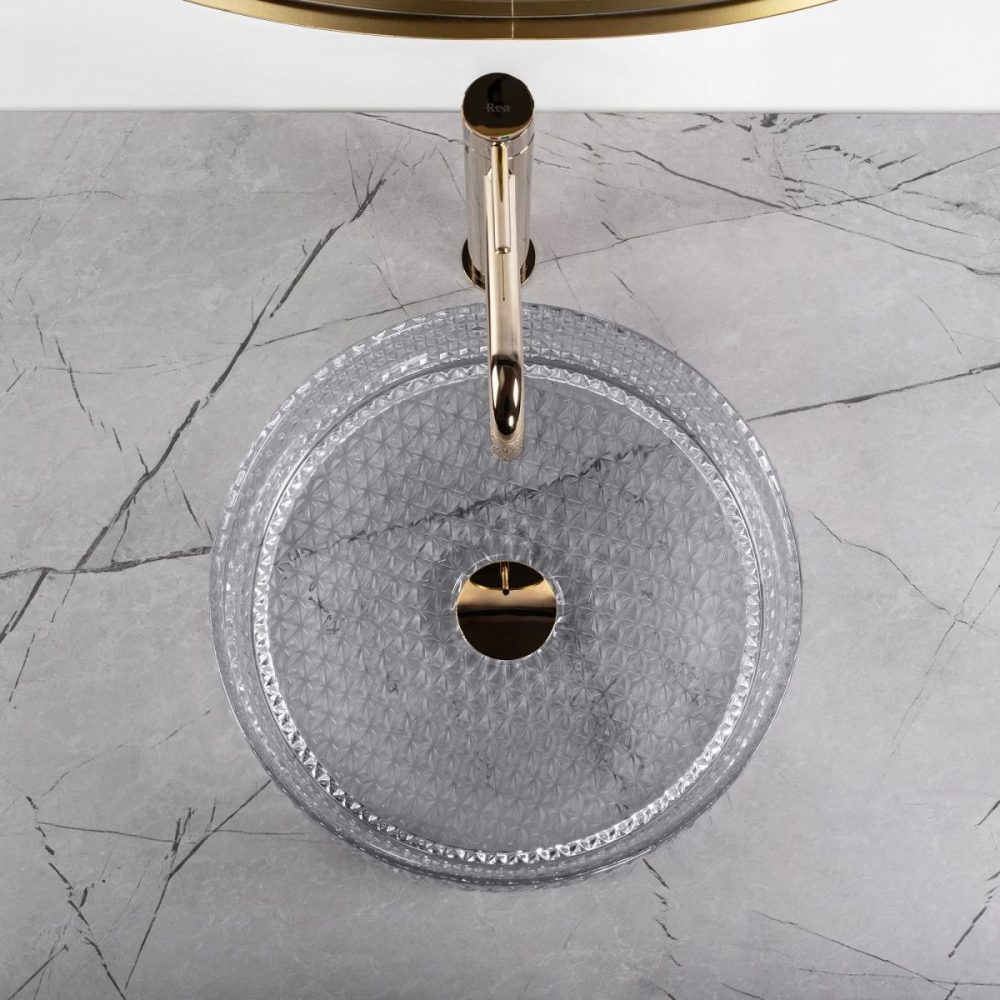 Rea Cristal lavoar 35.5x35.5 cm rotund de blat gri/piatră REA-U9615 [7]