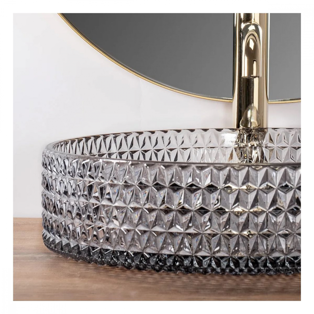 Rea Cristal lavoar 39x39 cm rotund de blat gri/piatră REA-U8880 [6]