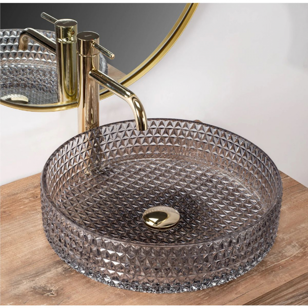 Rea Cristal lavoar 39x39 cm rotund de blat gri/piatră REA-U8880 [3]