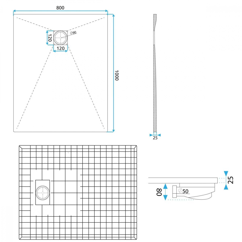 Rea Magnum cădiță de duș dreptunghiulară x80 cm alb REA-K7004 [2]