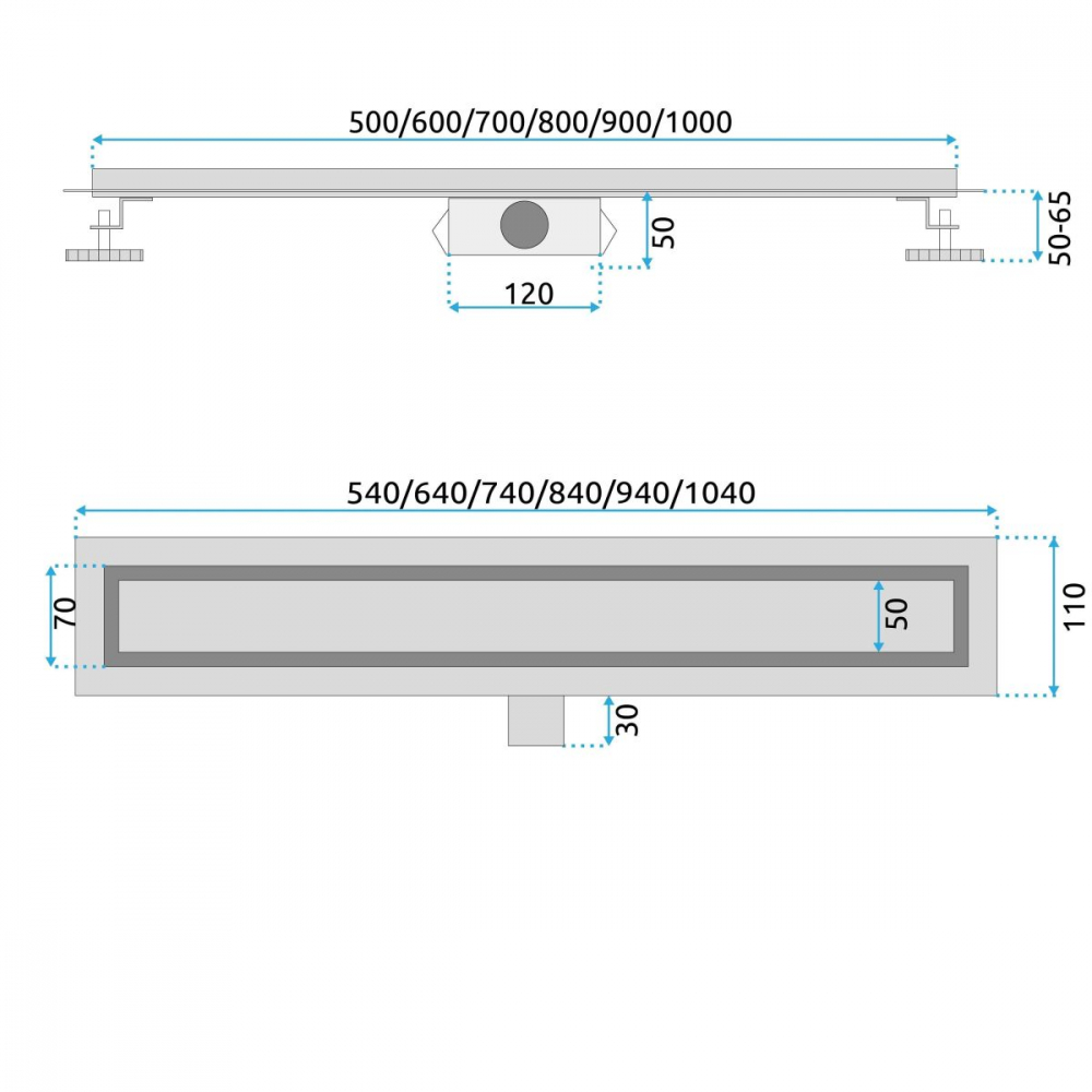 Rea Neox rigolă liniară 70 cm oţel REA-G2502 [2]