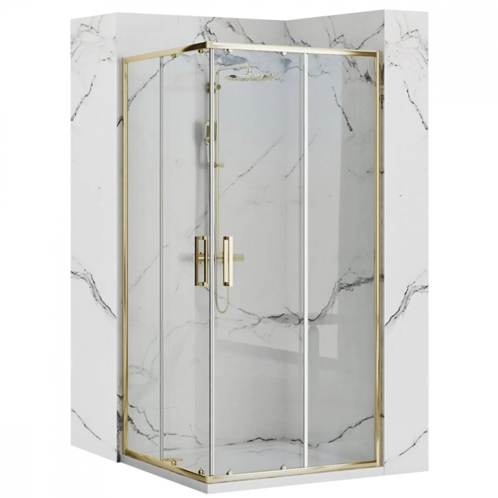 Rea Punto cabină de duș 87.5x87.5 cm pătrat auriu luciu/sticlă transparentă REA-K6440 [1]