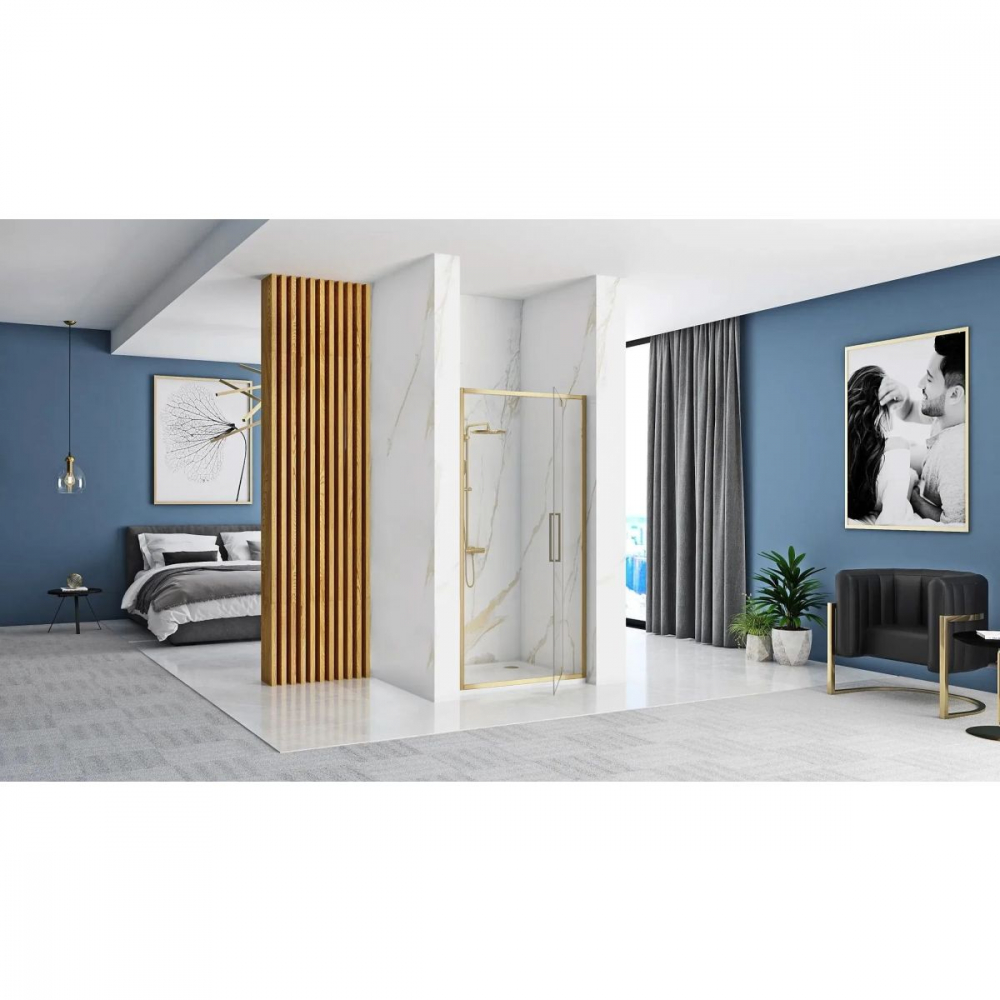 Rea Rapid Swing uși de duș 90 cm înclinabilă auriu periat/sticlă transparentă REA-K2502 [4]