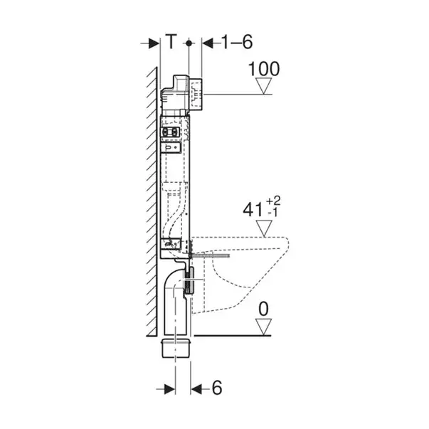 Rezervor incastrat Geberit Delta cu cadru Kombifix Basic pentru wc suspendat 108 cm [4]