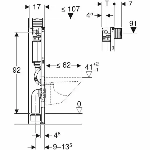Rezervor incastrat Geberit Duofix pentru wc suspendat, 98 cm, cu rezervor incastrat Omega 12 cm [2]
