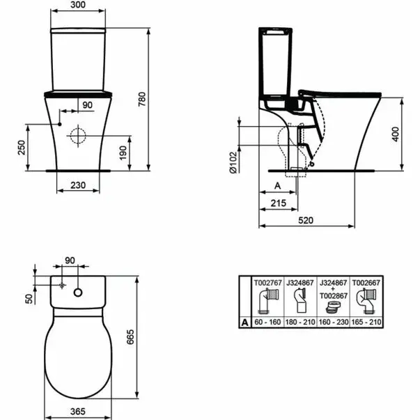 Rezervor pe vas wc Ideal Standard Connect Air Cube cu alimentare inferioara [3]