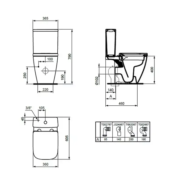 Rezervor pe vas WC Ideal Standard I.life S cu alimentare inferioara alb lucios [5]