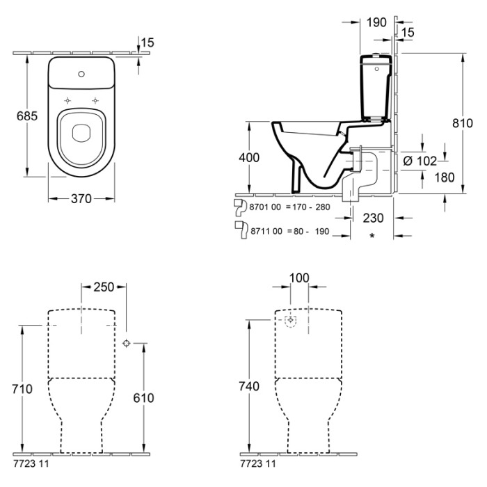 Rezervor Villeroy & Boch, Subway, pentru vas WC, alb alpin [2]