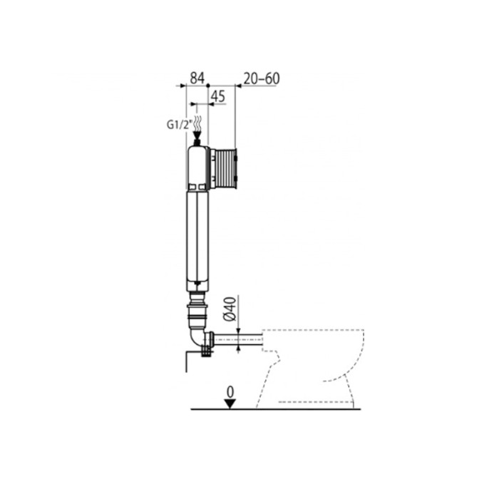 Rezervor wc incastrat Alcaplast, Basicmodul, slim, pentru montare in zidarie, pentru wc stativ, 8.4 cm [5]