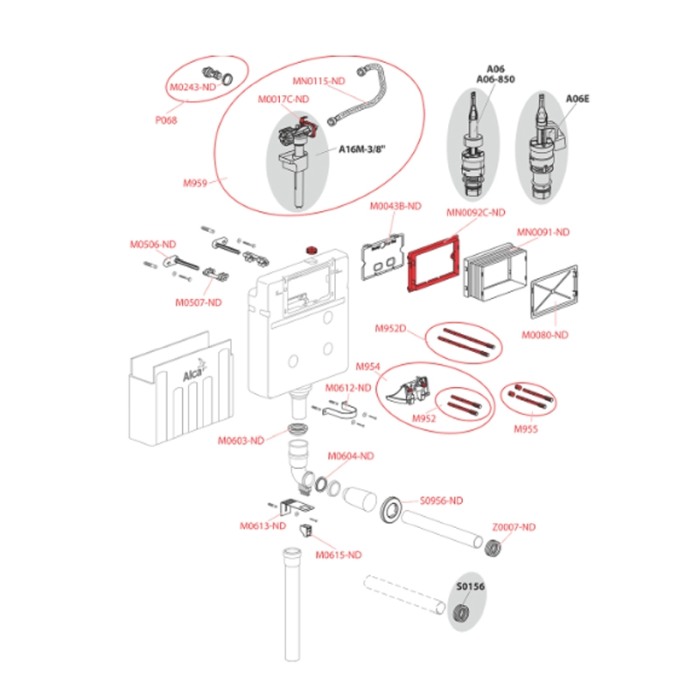 Rezervor wc incastrat Alcaplast, Basicmodul, slim, pentru montare in zidarie, pentru wc stativ, 8.4 cm [4]