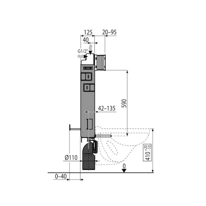 Rezervor wc incastrat Alcaplast, Renovmodul, pentru montare in zidarie, pentru wc suspendat [4]