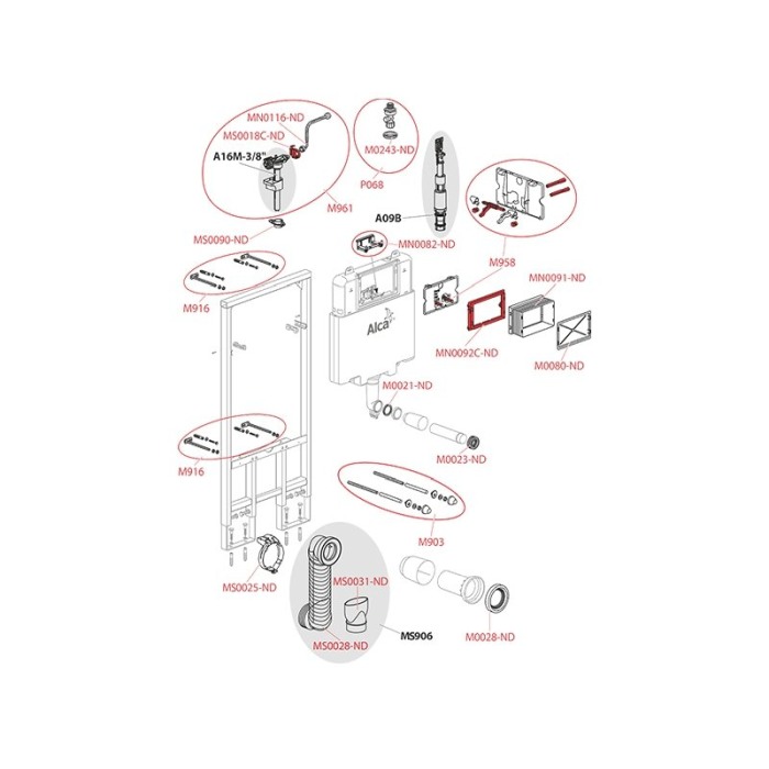 Rezervor wc incastrat Alcaplast, Sadromodul, pentru instalari uscate (in gips-carton) 8.4 cm pentru vas wc suspendat [3]