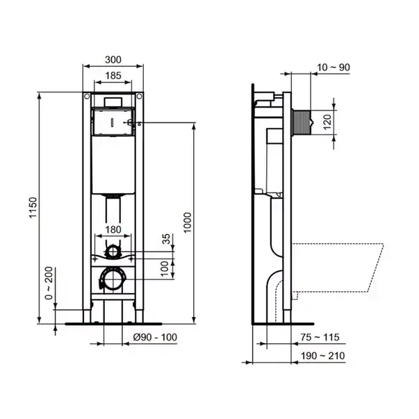 Rezervor wc incastrat Ideal Standard ProSys Eco M cu cadru metalic [4]