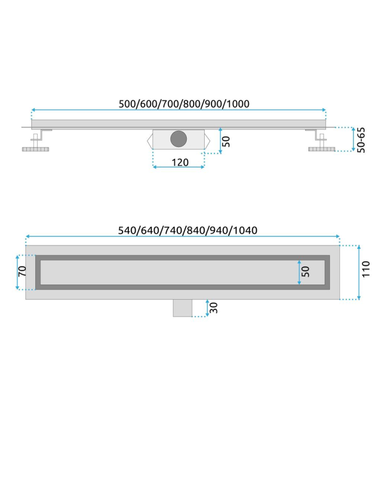 Rigola dus Rea NEOX Titan 100 cm otel inoxidabil AISI 304 finisaj titanium [12]