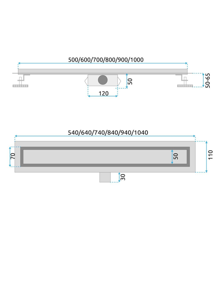 Rigola dus Rea NEOX Titan 90 cm otel inoxidabil AISI 304 acoperire Nano Flex [12]