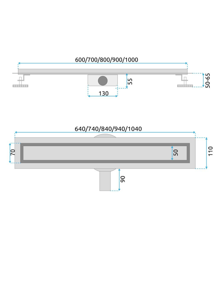 Rigola dus REA Neox Pro Titan 90 cm otel inoxidabil AISI 304 finisaj titanium [12]