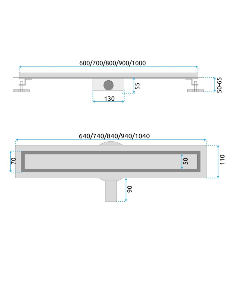 Rigola dus liniara REA Neox Pro titan 60 cm otel inoxidabil AISI 304 [12]