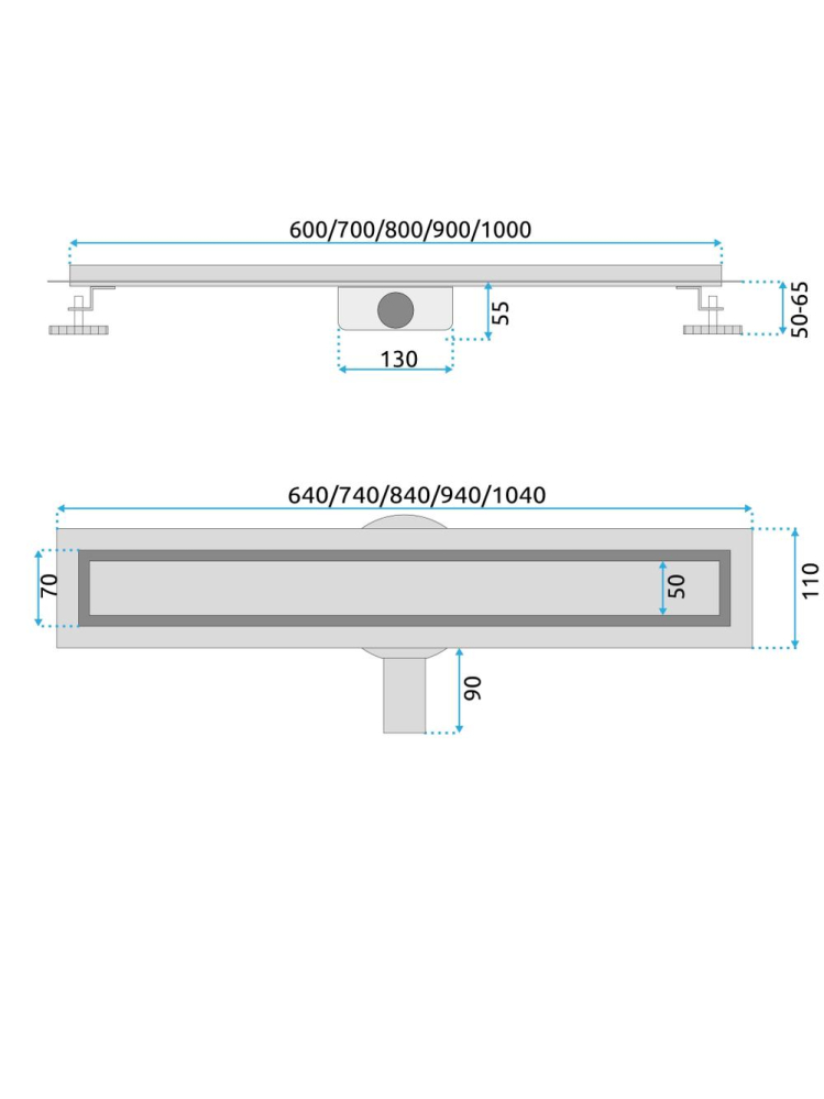 Rigola dus liniara Rea Neox Pro Titan 80 cm otel inoxidabil AISI 304 finisaj titanium [12]