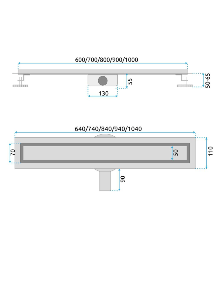 Rigola dus liniara Rea Neox Pro Titan 90 cm otel inoxidabil AISI 304 titanium [12]