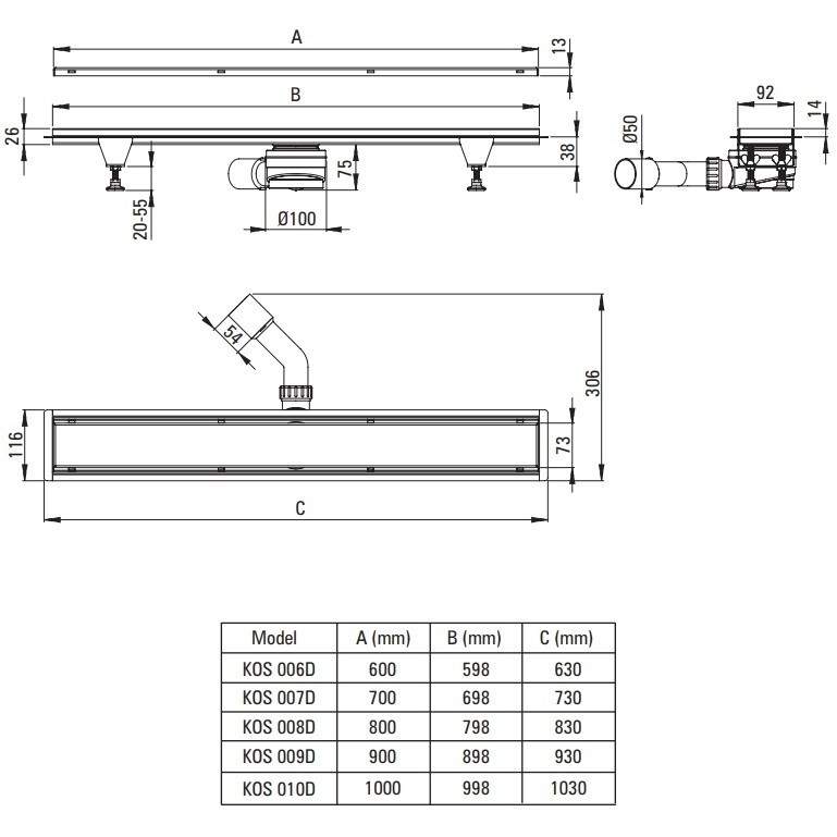 Rigola pe podea Deante 70 cm [4]