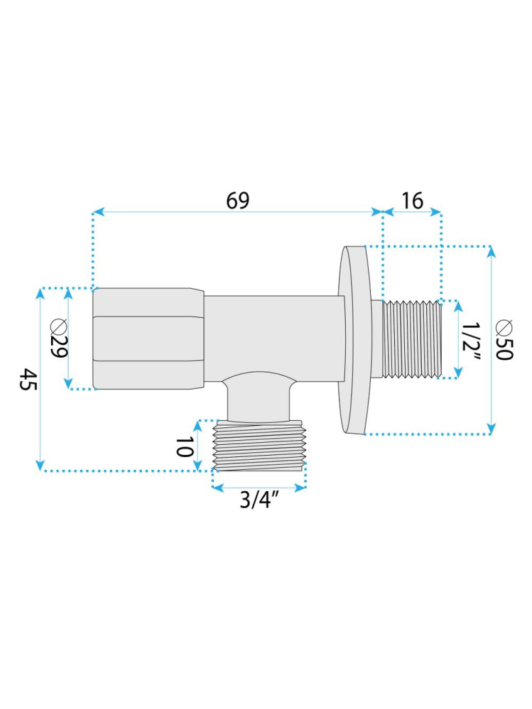 Robinet colțar 02 1/2" x 3/4" negru [7]