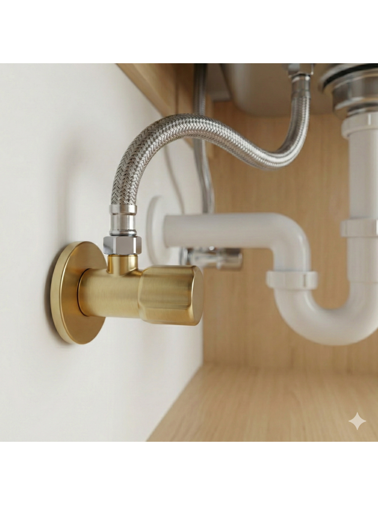 Robinet colțar 02  1/2" x 3/8" auriu periat [5]