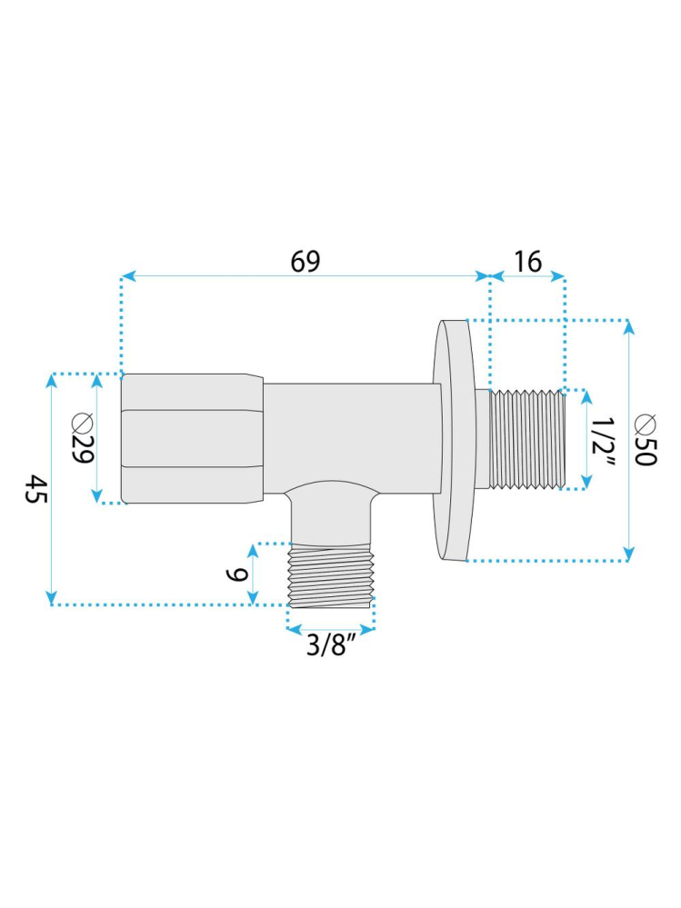 Robinet colțar 02  1/2" x 3/8" negru [7]