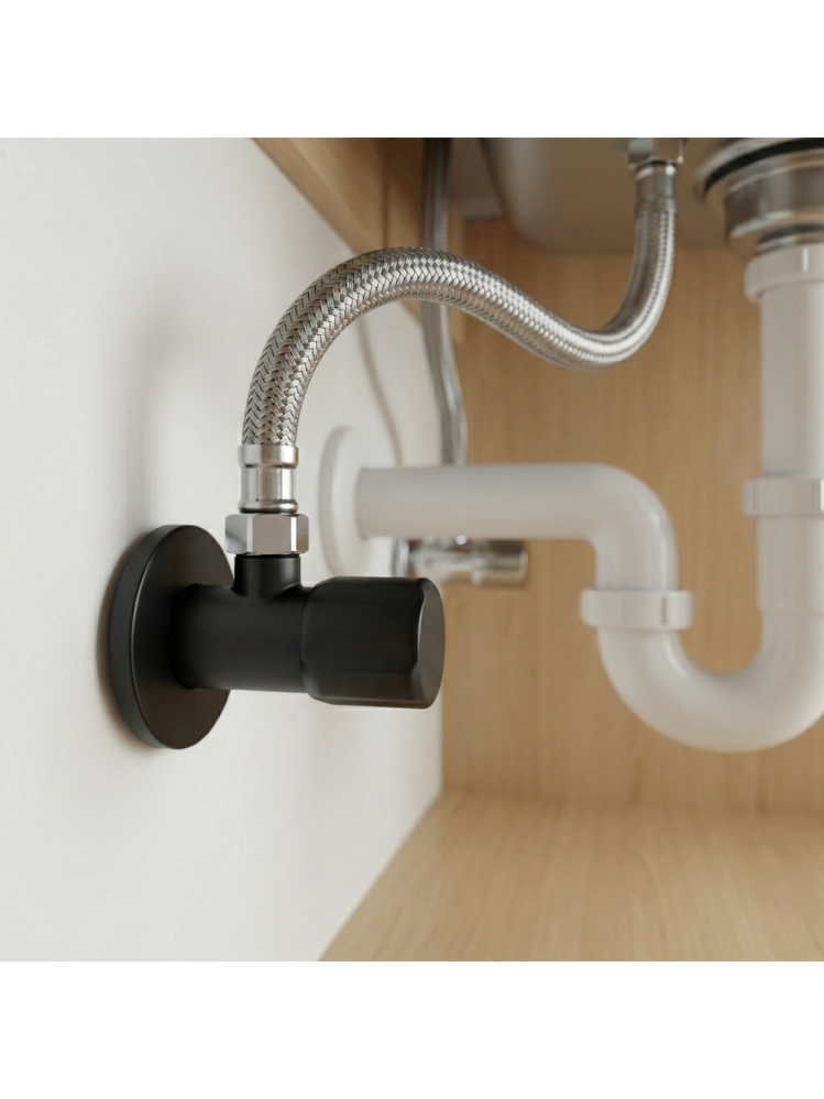 Robinet colțar 02  1/2" x 3/8" negru [5]