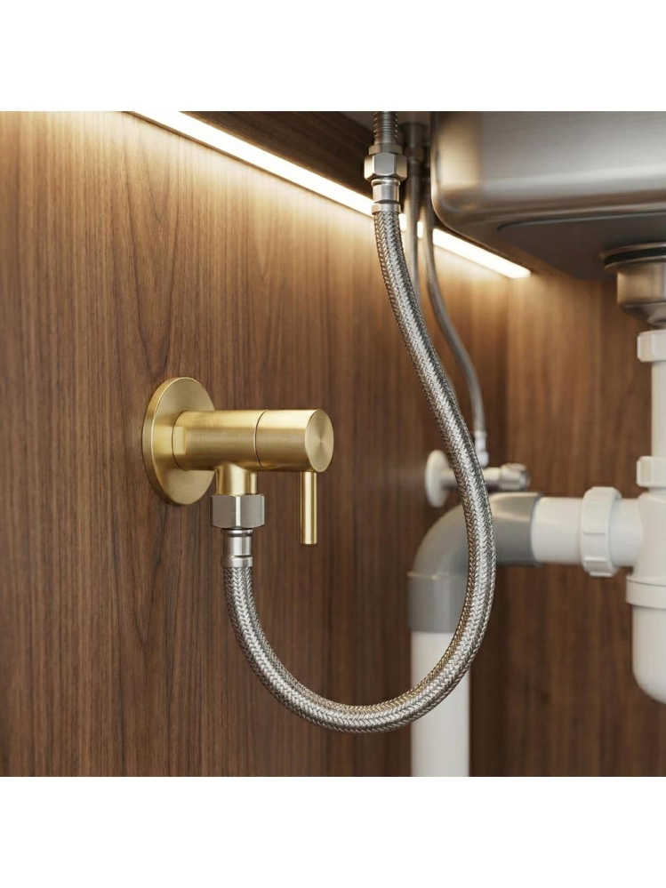 Robinet colțar 1/2" x 3/8" auriu periat [5]