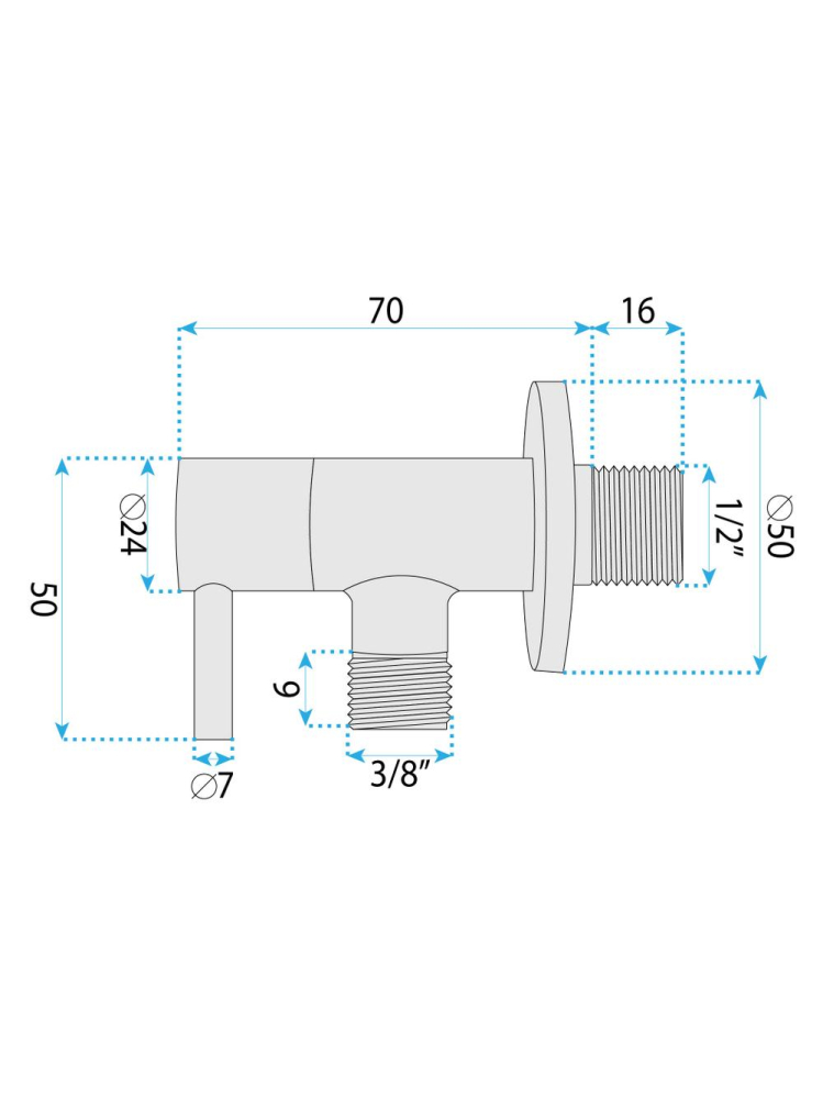 Robinet colțar 1/2" x 3/8" negru [7]