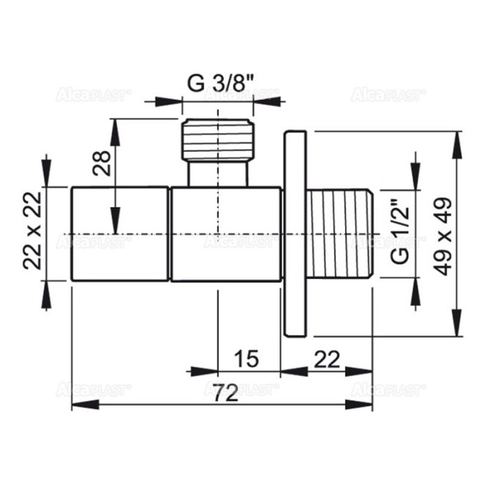 Robinet coltar, AlcaPlast, patrat, crom [2]