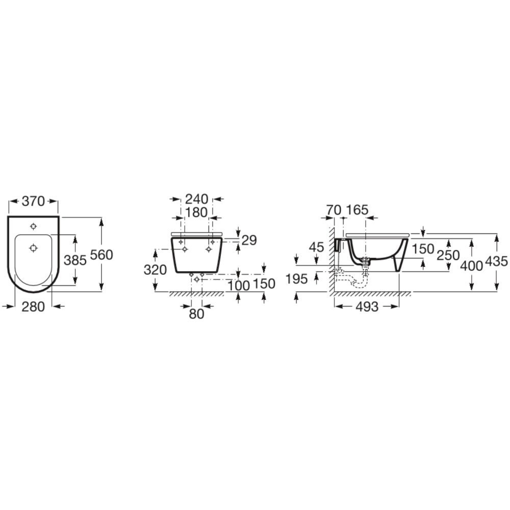 Roca Inspira Round Set Bideu suspendat cu cadru montaj 37x56 cm [4]