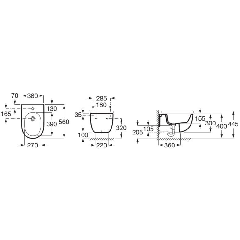 Roca Meridian Set Bideu suspendat cu cadru montaj 36x56 cm [4]