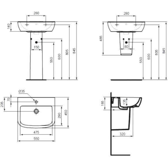 Semipiedestal pentru lavoar Ideal Standard Tempo alb [3]